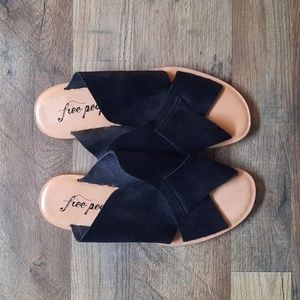 Free People black slip-on sandals